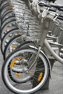 Rental bikes known as velib, Paris, France, Europe Rental bikes known as velib, Paris, France, Europe