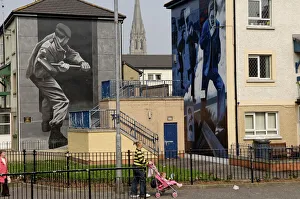 Prints of Republican murals around Free Derry Corner, Bogside, Derry, Ulster, Northern Ireland, United Kingdom, Europe County Londonderry Prints: Free Derry Corner Republican Murals Print, Northern Ireland