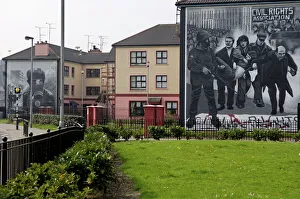 Prints of Republican murals around Free Derry Corner, Bogside, Derry, Ulster, Northern Ireland, United Kingdom, Europe County Londonderry Prints: Free Derry Corner Republican Murals Print, Northern Ireland