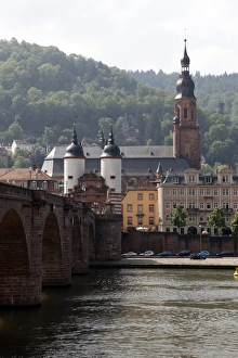 Old Town Germany Tourism Prints: River Neckar, Old Bridge, Old Town, Heidelberg, Baden-Wurttemberg, Germany, Europe