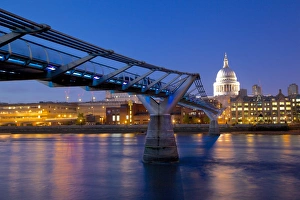St Pauls Cathedral Architecture Prints: River Thames, Millennium Bridge and St