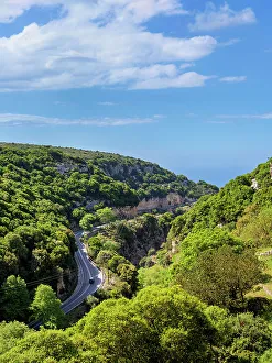 Greek Islands Greece Prints: Road to Arkadi Monastery, elevated view