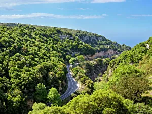 Greek Islands Greece Prints: Road to Arkadi Monastery, elevated view