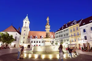 Rolands fountain dating from 1572, Bratislava, Slovakia, Europe Rolands fountain dating from 1572, Bratislava, Slovakia, Europe