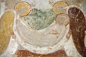 Romanesque painting depicting a burial, St. Savin Abbey, Saint-Savin-sur-Gartempe, Vienne Romanesque painting depicting a burial, St. Savin Abbey, Saint-Savin-sur-Gartempe, Vienne