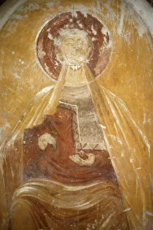Romanesque painting in St. Savin Abbey, Saint-Savin-sur-Gartempe, Vienne, France, Europe Romanesque painting in St. Savin Abbey, Saint-Savin-sur-Gartempe, Vienne, France, Europe