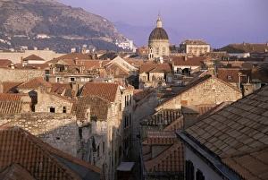 Croatian Heritage Sites Prints: Roofscape, with evidence of repairs in progress in 1997, Dubrovnik, Dalmatia