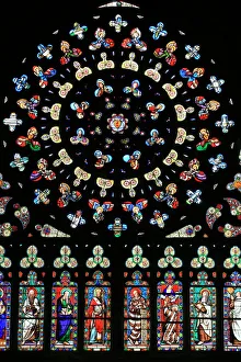 Rose window in Notre-Dame-des-Carmes church, Pont-l'Abbe, Pont-l'Abbe Rose window in Notre-Dame-des-Carmes church, Pont-l'Abbe, Pont-l'Abbe