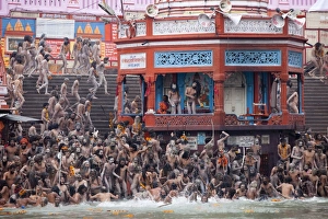Sadhus at a royal bath (Sahi Snan) during Kumbh Mela in Haridwar, Uttar Pradesh Sadhus at a royal bath (Sahi Snan) during Kumbh Mela in Haridwar, Uttar Pradesh