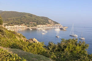 Sailboats in the old harbor, Marciana Marina, Elba Island, Livorno Province, Tuscany Sailboats in the old harbor, Marciana Marina, Elba Island, Livorno Province, Tuscany