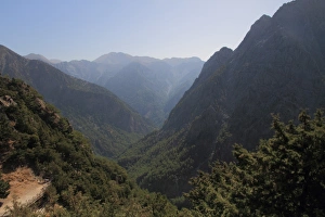 Samaria Gorge from lookout, Crete, Greek Islands, Greece, Europe Samaria Gorge from lookout, Crete, Greek Islands, Greece, Europe