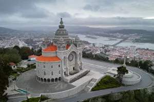 Viana Collection: Santa Luzia Church sanctuary, drone aerial view, Viana do Castelo