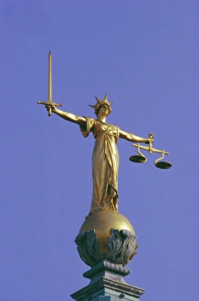 Prints of The Scales of Justice above the Old Bailey Law Courts, Inns of Court, London, England, UK Related Prints: The Scales of Justice Print, Old Bailey Law Courts