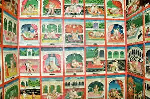 Paintings Collection: Scenes from the Kama Sutra in a cupboard in the Juna Mahal fort
