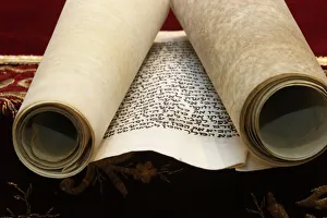 Scroll of Esther, known as the Megillah, Purim celebration, Paris, France, Europe Scroll of Esther, known as the Megillah, Purim celebration, Paris, France, Europe