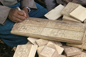 Sculptor working in wood, Axoum (Aksum) (Axum), Tigre region, Ethiopia, Africa Sculptor working in wood, Axoum (Aksum) (Axum), Tigre region, Ethiopia, Africa