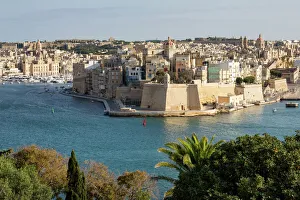 Prints of Senglea, one of the Three Cities, and the Grand Harbour in Valletta, UNESCO World Heritage Site and European Capital of Culture 2018, Malta, Mediterranean, Europe Malta Prints: Senglea Print, Valletta Grand Harbour