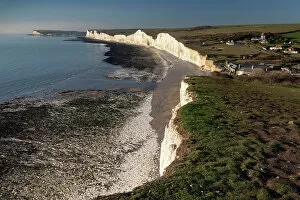 Images Dated 28th March 2023: The Seven Sisters chalk cliffs, Birling Gap, South Downs National Park, East Sussex, England