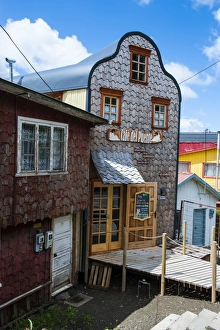 Shingle house in Castro, Chiloe, Chile, South America Shingle house in Castro, Chiloe, Chile, South America