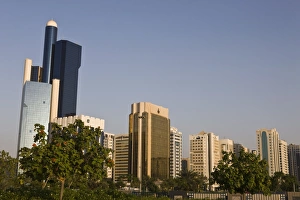 Skyline of modern buildings on the Corniche (waterfront) at Abu Dhabi, United Arab Emirates Skyline of modern buildings on the Corniche (waterfront) at Abu Dhabi, United Arab Emirates