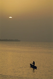 Small boat on the River Niger, Segou, Mali, Africa Small boat on the River Niger, Segou, Mali, Africa