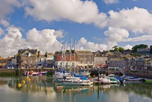 Small boats and yachts at high tide in Padstow harbour, Padstow, North Cornwall Small boats and yachts at high tide in Padstow harbour, Padstow, North Cornwall
