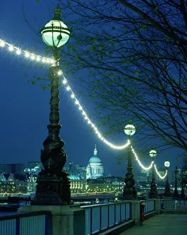 South Bank street lamps and city skyline, including St. Pauls Cathedral South Bank street lamps and city skyline, including St. Pauls Cathedral