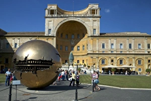 Prints of Sphere Within Sphere, in the Cortile della Pigna, by Arnaldo Pomodoro, 1990, Vatican Museum, Rome, Lazio, Italy, Europe Sculpture Prints: Sphere Within Sphere Print, Vatican Museum, Rome 1990