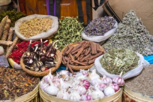 Spice market in Mellah (Jewish Quarter), Medina (old town), Marrakesh Spice market in Mellah (Jewish Quarter), Medina (old town), Marrakesh