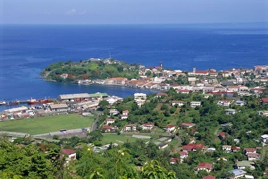 Prints of St. George s, Grenada, Caribbean, West Indies Grenada Prints: St. George's Print - Aerial View of Grenada, Caribbean West Indies
