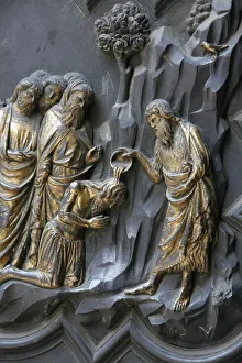 St. John the Baptist giving baptism, Baptistry of San Giovanni, Florence, Tuscany, Italy St. John the Baptist giving baptism, Baptistry of San Giovanni, Florence, Tuscany, Italy