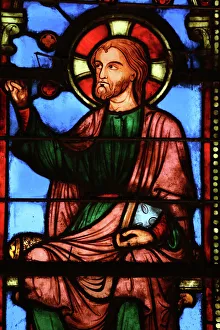 Stained glass window depicting Jesus, The Holy Chapel (La Sainte-Chapelle) Paris, France, Europe Stained glass window depicting Jesus, The Holy Chapel (La Sainte-Chapelle) Paris, France, Europe