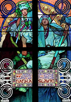 Stained glass window, St. Vituss Cathedral, UNESCO World Heritage Site Stained glass window, St. Vituss Cathedral, UNESCO World Heritage Site