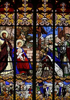 Stained glass window of the visit of the magi, St. Gatien Cathedral, Tours Stained glass window of the visit of the magi, St. Gatien Cathedral, Tours