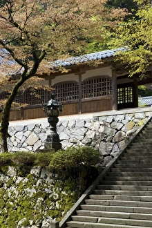 Stairway at Chujakumon gate at Eiheiji Temple, headquarters of Soto sect of Zen Buddhism Stairway at Chujakumon gate at Eiheiji Temple, headquarters of Soto sect of Zen Buddhism