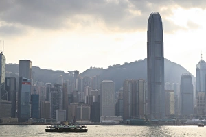 Star ferry on Victoria Harbour with the skyscrapers of Hong Kong Island behind, Hong Kong, China, Asia Star ferry on Victoria Harbour with the skyscrapers of Hong Kong Island behind, Hong Kong, China, Asia