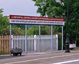 Rail Collection: Station sign at Llanfairpwllgwyngyllgo-gerychwyrndrobwllllantysiliogogogoch (Llanfair-PG