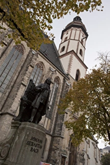 Johann Sebastian Bach Statue Prints: Statue of Bach, Thomaskirche, Leipzig, Saxony, Germany, Europe