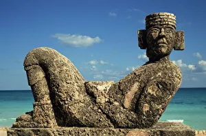 Prints of Statue of Chac-Mool, Cancun, Quitana Roo, Mexico, North America Mexico Prints: Statue of Chac-Mool Print, Cancun, Mexico