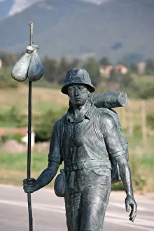 Statue of a pilgrim, Liebana, Cantabria, Spain, Europe Statue of a pilgrim, Liebana, Cantabria, Spain, Europe