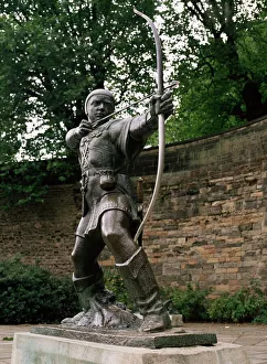 Prints of Statue of Robin Hood, Nottingham, Nottinghamshire, England, United Kingdom, Europe Nottinghamshire Prints: Robin Hood Statue Print, Nottingham