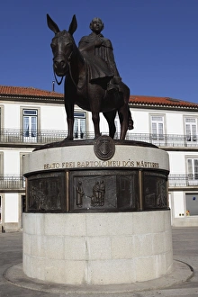 Statue of St. Bartholemew on a donkey in Viana do Castelo, Minho, Portugal, Europe Statue of St. Bartholemew on a donkey in Viana do Castelo, Minho, Portugal, Europe