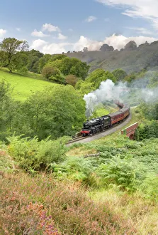 A steam locomotive approaching Goathland from Grosmont in September 2016, North Yorkshire A steam locomotive approaching Goathland from Grosmont in September 2016, North Yorkshire