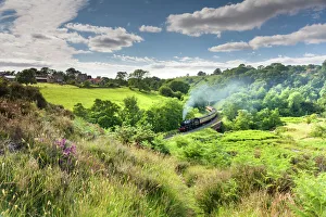 A steam locomotive at Darnholme on the North Yorkshire Railway line travelling A steam locomotive at Darnholme on the North Yorkshire Railway line travelling