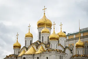 Prints of Steeples of Annunciation Cathedral, The Kremlin, UNESCO World Heritage Site, Moscow, Moscow Oblast, Russia, Europe Heritage Site Prints: Print of Annunciation Cathedral Steeples, The Kremlin Moscow