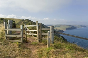 South West England Tourism Prints: Stile, Devon Coast Path, South Hams, Devon, England, United Kingdom, Europe