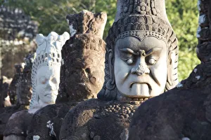 Indochina Travel Destinations Prints: Stone figures at the Angkor archaeological complex, Angkor, UNESCO World Heritage Site