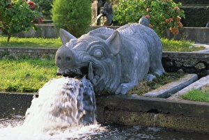 Stone fountain in the water palace at Tirtagangga, built by the last king of Karangasem in 1947 Stone fountain in the water palace at Tirtagangga, built by the last king of Karangasem in 1947