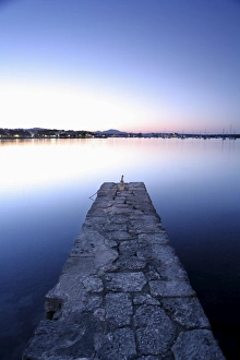 European Sunset Prints: Stone jetty at dusk