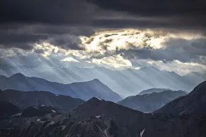 Sunset at Stelvio Mountain pass Print